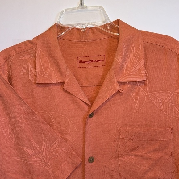 Tommy Bahama Soft Coral Bird of Paradise Silk Button Down Shirt Men’s Large - Picture 2 of 8